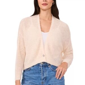NWT Vince Camuto Airy Knit Wool Blend Cardigan Dropped Shoulder Sweater XL Cream